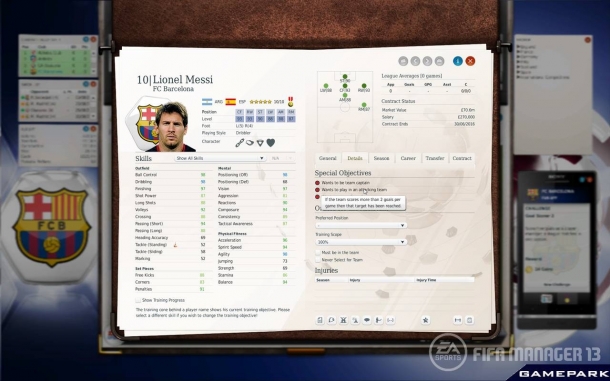 Внешний вид интерфейса FIFA Manager 13