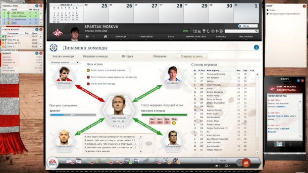 Внешний вид интерфейса FIFA Manager 13