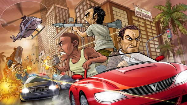 Карикатурные главные герои Grand Theft Auto 5